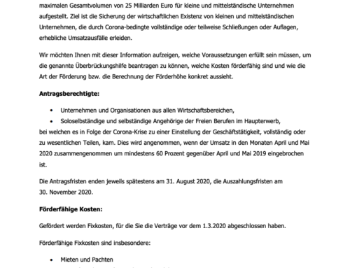 Mandanteninformation dritte Phase Überbrückungshilfe